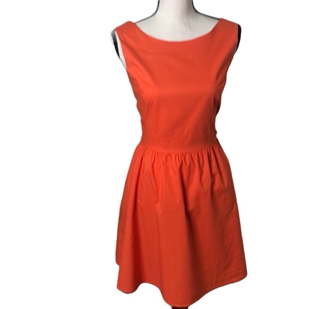 Lauren James Orange Backless Sleeveless Fit-and-Flare Dress